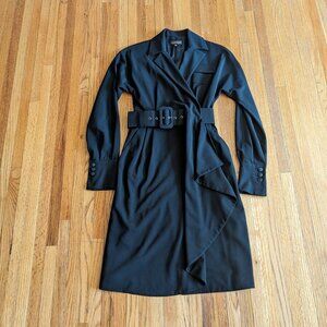 Adolfo Dominguez Black Midi Wrap Dress with Belt